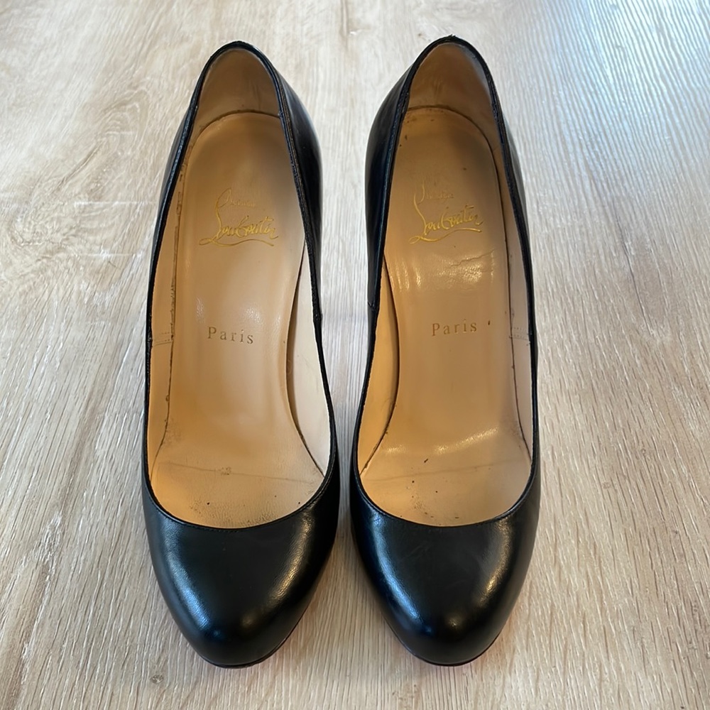 Louboutin Fifi 100MM Black Kid Leather - 37.5 - Picture 2 of 9